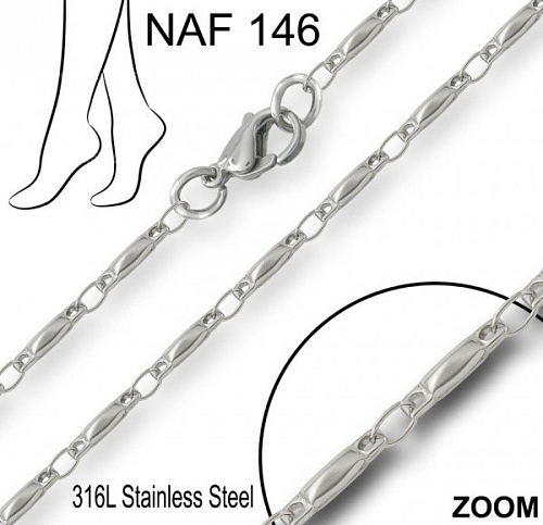 Náramek na nohu NAF 146. Materiál Chirurgická ocel. Délka 26cm.