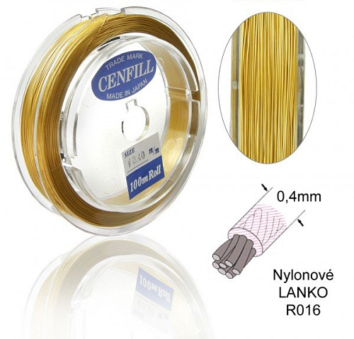 Nylonové LANKO .Barva R016 NEW GOLD (zlatá). Velikost 0,4mm.