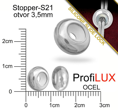 Stopper CHIRURGICKÁ OCEL ozn.-S21. velikost pr.10,0x4,3mm. Otvor 3,5mm.
