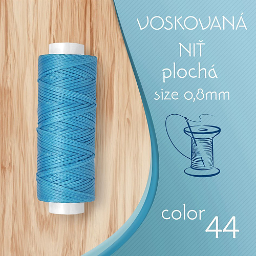 Voskovaná nit 0,8mm PLOCHÁ cívka 30m barva č.44 Lake Blue