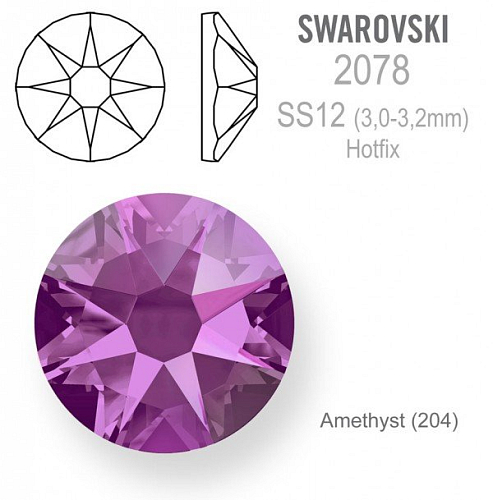 SWAROVSKI xirius rose HOTFIX 2078 velikost SS12 barva Amethyst 