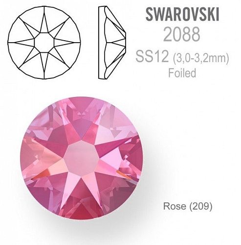 SWAROVSKI 2088 XIRIUS FOILED velikost SS12 barva Rose 