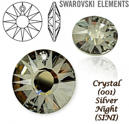 SWAROVSKI 6724/G Sun Pendant Partly Frosted velikost 19mm. Barva Crystal Silver Night