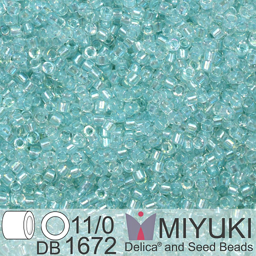 Korálky Miyuki Delica 11/0. Barva Pearl Lined Glacier Blue AB DB1672. Balení 5g.