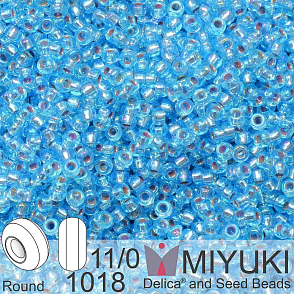 Korálky Miyuki Round 11/0. Barva 1018 S/L Aqua AB. Balení 5g.