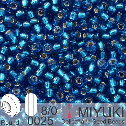 Korálky Miyuki Round 8/0. Barva 0025 S/L Capri Blue . Balení 5g