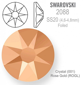 SWAROVSKI 2088 XIRIUS FOILED velikost SS20 barva Crystal Rose Gold