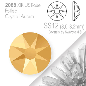 SWAROVSKI  XIRIUS Rose 2088 Foiled. Barva Crystal Aurum velikost SS12 (3,0-3,2mm). Balení 30Ks.