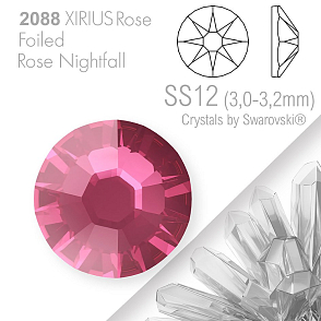 SWAROVSKI  XIRIUS Rose 2088 Foiled. Barva Rose Nightfall velikost SS12 (3,0-3,2mm). Balení 30Ks.