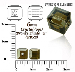 SWAROVSKI CUBE Beads 5601 barva CRYSTAL BRONZE SHADE B velikost 6mm.