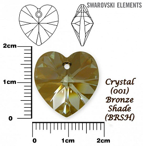 SWAROVSKI Heart Pendant barva CRYSTAL BRONZE SHADE velikost 18x17,5mm.