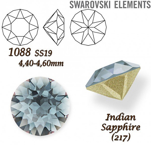 SWAROVSKI ELEMENTS 1088 XIRIUS Chaton SS19 (4,40-4,60mm) barva Indian Sapphire (217).