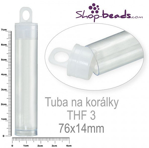 Tuba na korálky s závěsem. Ozn. THF 3. Velikost 76x14mm.