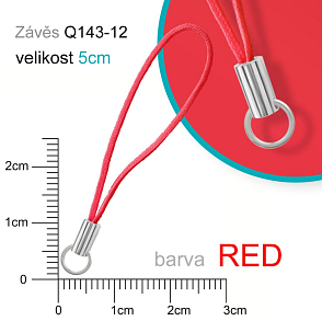 Závěs s kroužkem. Materiál ocel pr. kroužku 6mm ozn. Q143-12 . Barva RED