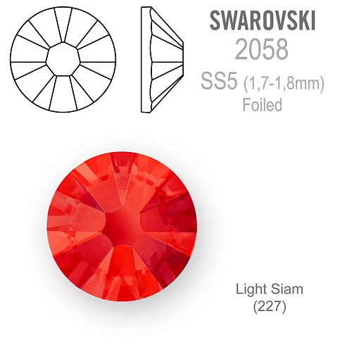 SWAROVSKI 2058 FOILED velikost SS5 barva LIGHT SIAM 