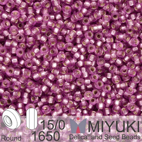 Korálky Miyuki Round 15/0. Barva 1650 Dyed SF S/L Lavender. Balení 5g