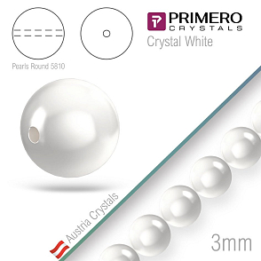 Korálky PRIMERO Crystals 5810. Barva Crystal White. Velikost 3mm balení-50Ks.