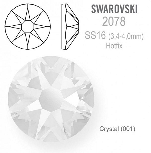 SWAROVSKI xirius rose HOTFIX 2078 velikost SS16 barva Crystal