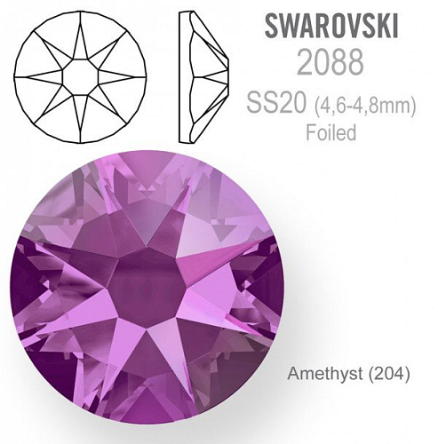 SWAROVSKI 2088 XIRIUS FOILED velikost SS20 barva Amethyst 