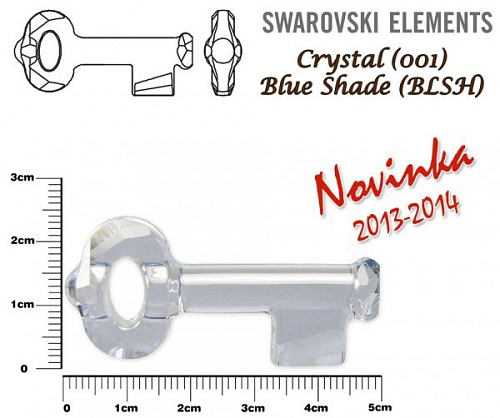 SWAROVSKI KEY Pendant 6919 barva Crystal BLUE SHADE velikost 50mm.