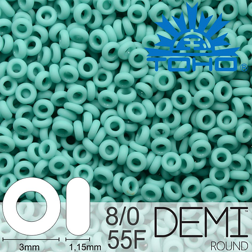 Korálky TOHO Demi Round 8/0. Barva 55F Opaque-Frosted Turquoise. Balení 5g