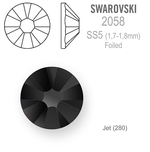 SWAROVSKI 2058 FOILED velikost SS5 barva jet 