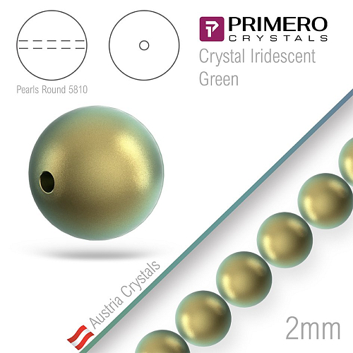 Korálky PRIMERO Crystals 5810. Barva Crystal Iridescent Green. Velikost 2mm balení-50Ks.