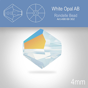 PRECIOSA Bicone MC BEAD (sluníčko) velikost 4mm. Barva WHITE OPAL  Aurore Boreale. Balení 30ks .