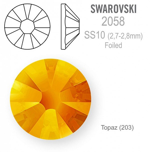 SWAROVSKI 2058 XILION Rose FOILED velikost SS10 barva Topaz 