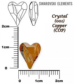 SWAROVSKI KORÁLKY 5743 Heart Bead barva CRYSTAL COPPER velikost 12mm.