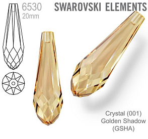 SWAROVSKI 6530 Pure Drop Pendant velikost 20mm. Barva Crystal Golden Shadow