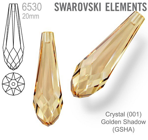 SWAROVSKI 6530 Pure Drop Pendant velikost 20mm. Barva Crystal Golden Shadow