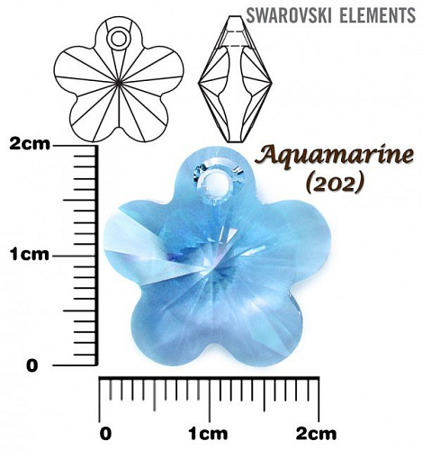 SWAROVSKI Flower Pendant barva AQUAMARINE velikost 20mm