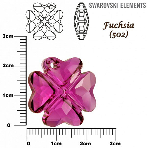 SWAROVSKI 6764 CLOVER Pendant barva FUCHSIA velikost 23mm.