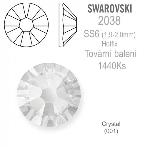 Swarovski XILION Rose HOTFIX 2038 velikost SS6 barva Crystal tovární balení