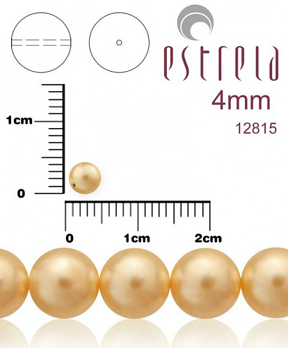 VOSKOVANÉ korále tvar kulatý. Velikost 4mm. Barva 12815 (meruňková). Balení 31ks na návleku. 