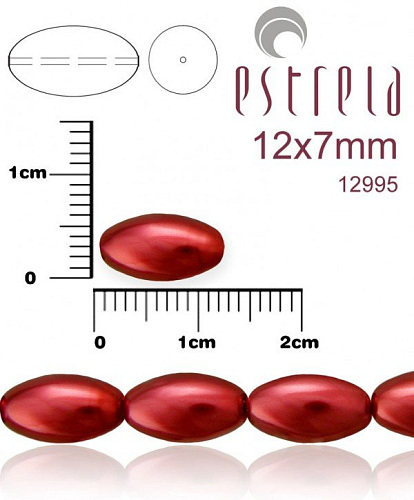 VOSKOVANÉ korále tvar ovál. Velikost 12x7mm. Barva 12995 (vínová). Balení 10ks na návleku. 