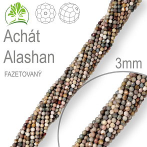 Korálky z minerálů Achát Alashan Fazetovaný polodrahokam. Velikost pr.3mm. Balení 130Ks.