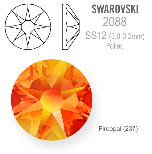 SWAROVSKI XIRIUS FOILED velikost SS12 barva FIREOPAL 