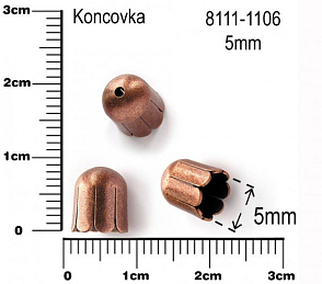 KONCOVKA ozn.-8111-1106 5mm na víceřadý náhrdelník nebo zakončení. Barva staroměděná.