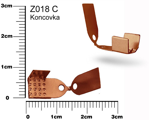 Koncovka zavírací  Z018 C. Barva pokov staroměděná. velikost 12x7mm.