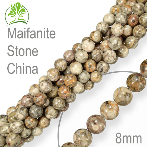 Korálky z minerálů Maifanite Stone China přírodní polodrahokam. Velikost pr.8mm. Balení 10Ks.