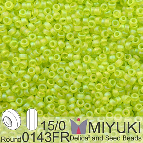 Korálky Miyuki Round 15/0. Barva 0143FR Matte Tr Chartreuse AB. Balení 5g