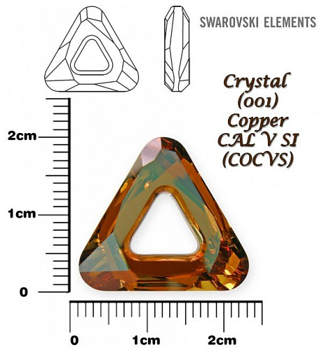 SWAROVSKI ELEMENTS Cosmic Triangle 4737 barva CRYSTAL (001) COPPER CAL V SI (COCVS) velikost 20mm. 