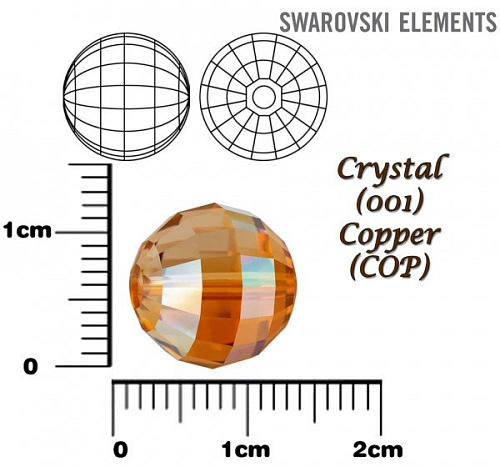 SWAROVSKI ELEMENTS Chessboard BEAD 5005 barva CRYSTAL (001) COPPER (COP) velikost 12mm.