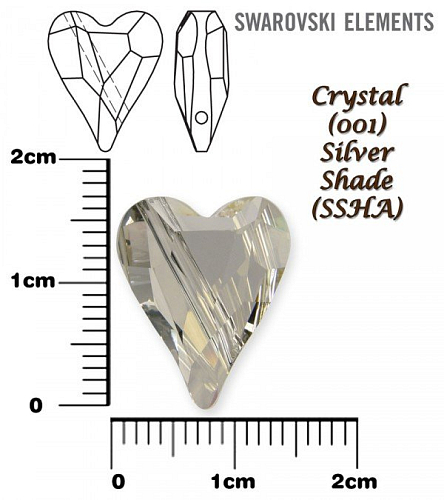 SWAROVSKI KORÁLKY 5743 Heart Bead barva CRYSTAL SILVER SHADE velikost 17mm.