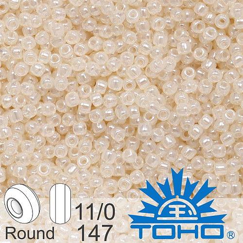 Korálky TOHO tvar ROUND (kulaté). Velikost 11/0. Barva č. 147-Ceylon Lt. Ivory . Balení 8g.