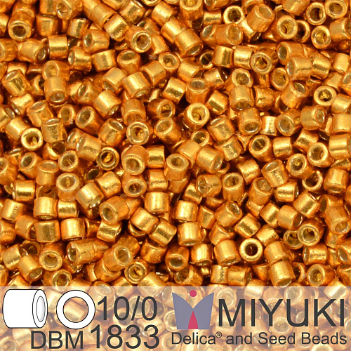 Korálky Miyuki Delica 10/0. Barva Duracoat Galvanized Yellow Gold DBM1833. Balení 5g.