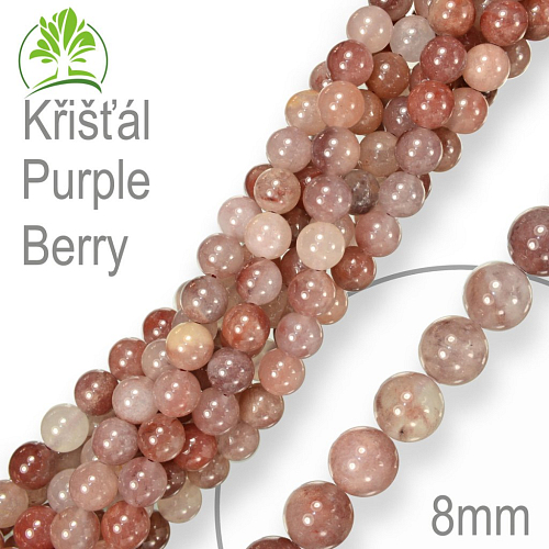 Korálky z minerálů Křišťál Purple Berry přírodní polodrahokam. Velikost pr.8mm. Balení 10Ks.