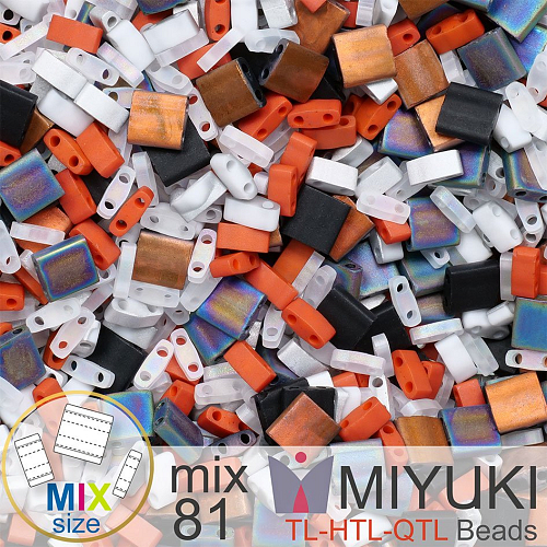 Korálky MIYUKI směs tvar TL-HTL-QTL BEADS . Barva MIX 81 Magma. Balení 5g.